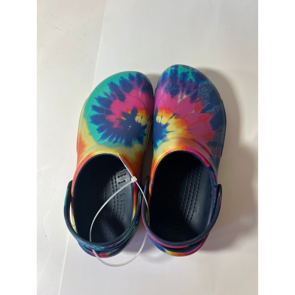 Crocs Bistro Tie Dye Clogs Mens 7 Womens 9 Slip Resistant Work Shoes Multi Color